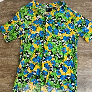 Disney Mickey Mouse Tropical Floral Button-Up Shirt – Unisex SM/PC